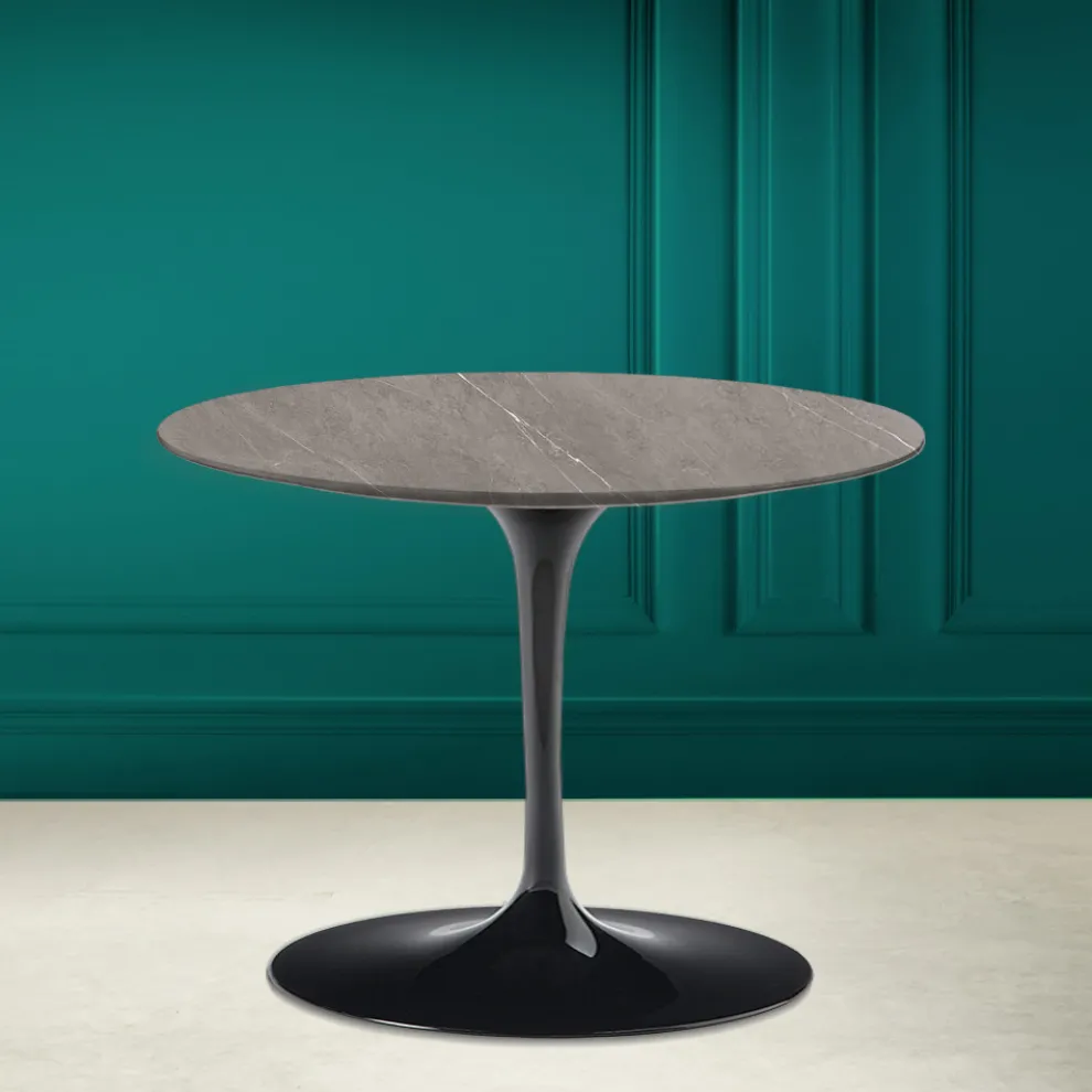 Tulip Eero Saarinen H 41 Couchtisch aus Keramik, Steingrau, hergestellt in Italien – Scarlet