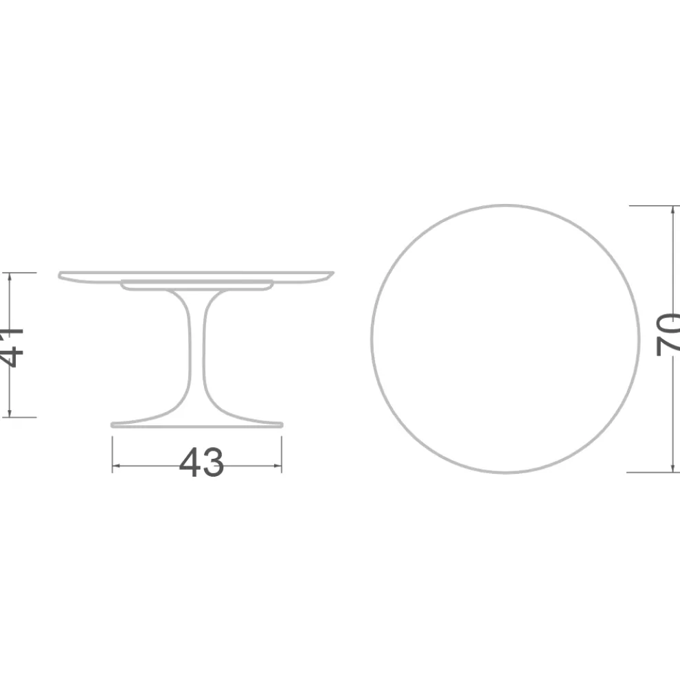 Tulip Eero Saarinen H 41 Couchtisch aus Keramik, Steingrau, hergestellt in Italien – Scarlet