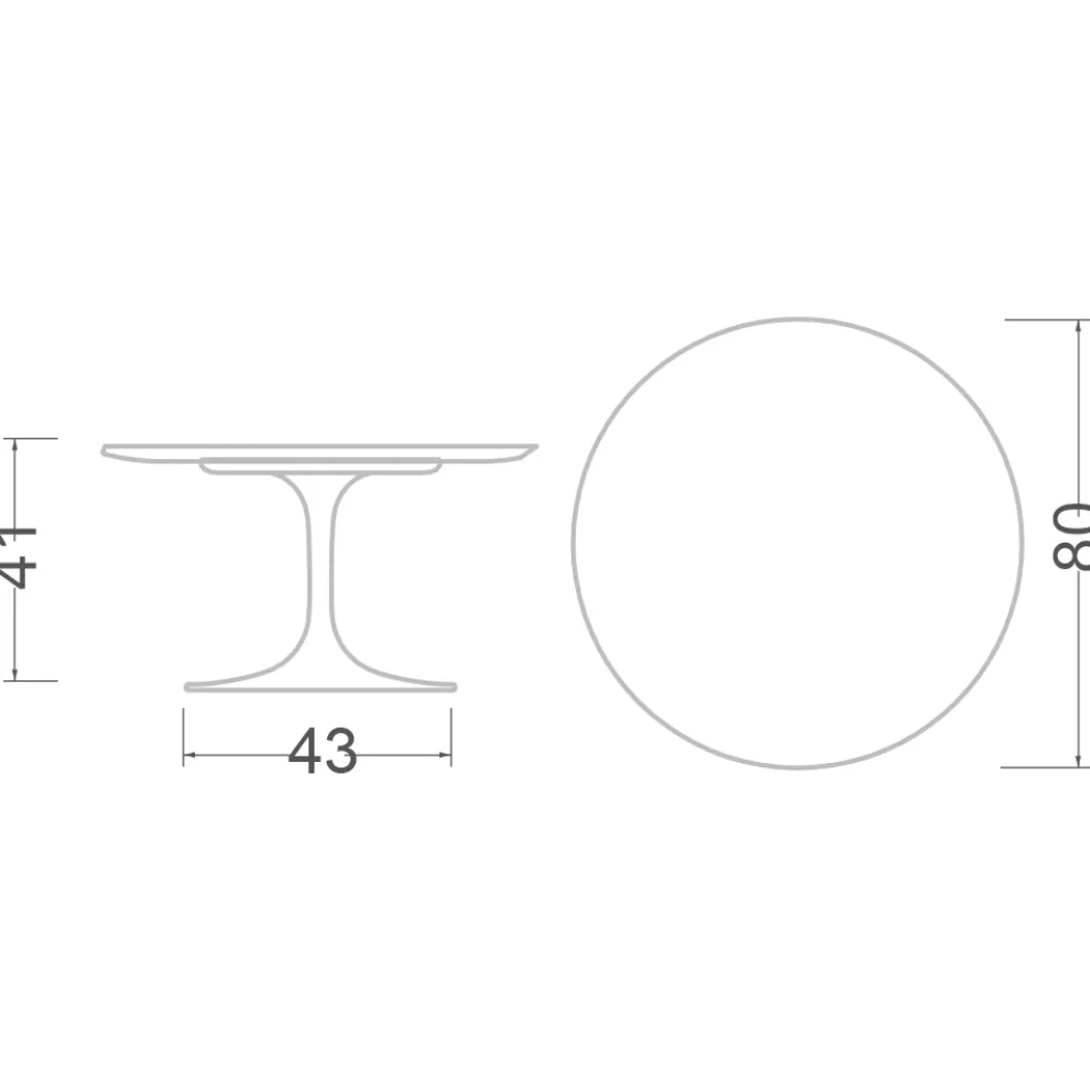 Tulip Eero Saarinen H 41 Couchtisch aus Keramik, Steingrau, hergestellt in Italien – Scarlet