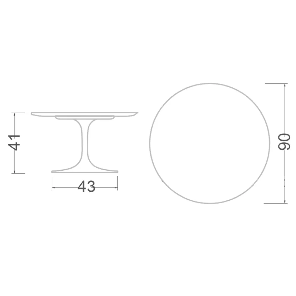 Tulip Eero Saarinen H 41 Couchtisch aus Keramik, Steingrau, hergestellt in Italien – Scarlet