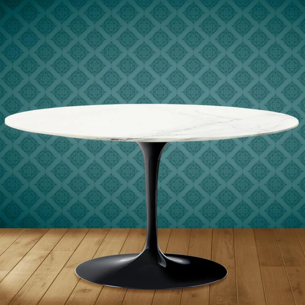 Tulip Eero Saarinen H 41 Ovaler Couchtisch aus Rem-Keramik, hergestellt in Italien – Scarlet