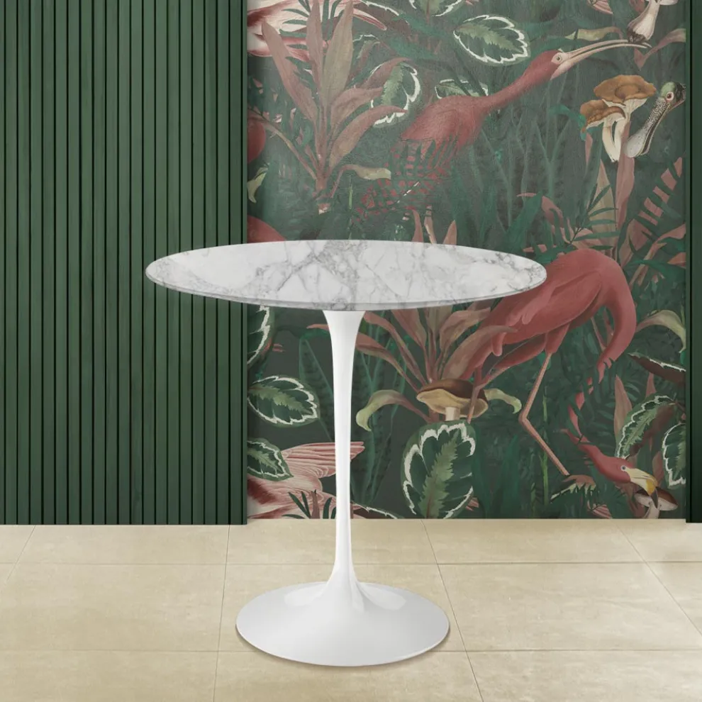 Tulip Eero Saarinen H 52 Ovaler Couchtisch aus Arabeskenmarmor, hergestellt in Italien – Scarlet