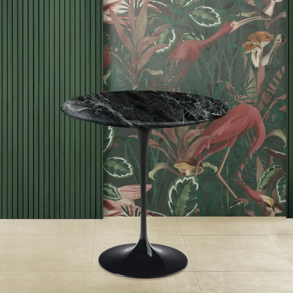 Tulip Eero Saarinen H 52 Runder Couchtisch aus alpingrünem Marmor, hergestellt in Italien – Scarlet