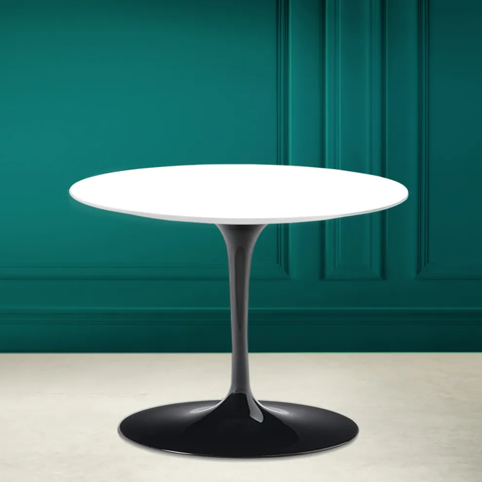 Tulip Eero Saarinen H 41 Couchtisch aus Keramik, absolut weiß, hergestellt in Italien – Scarlet