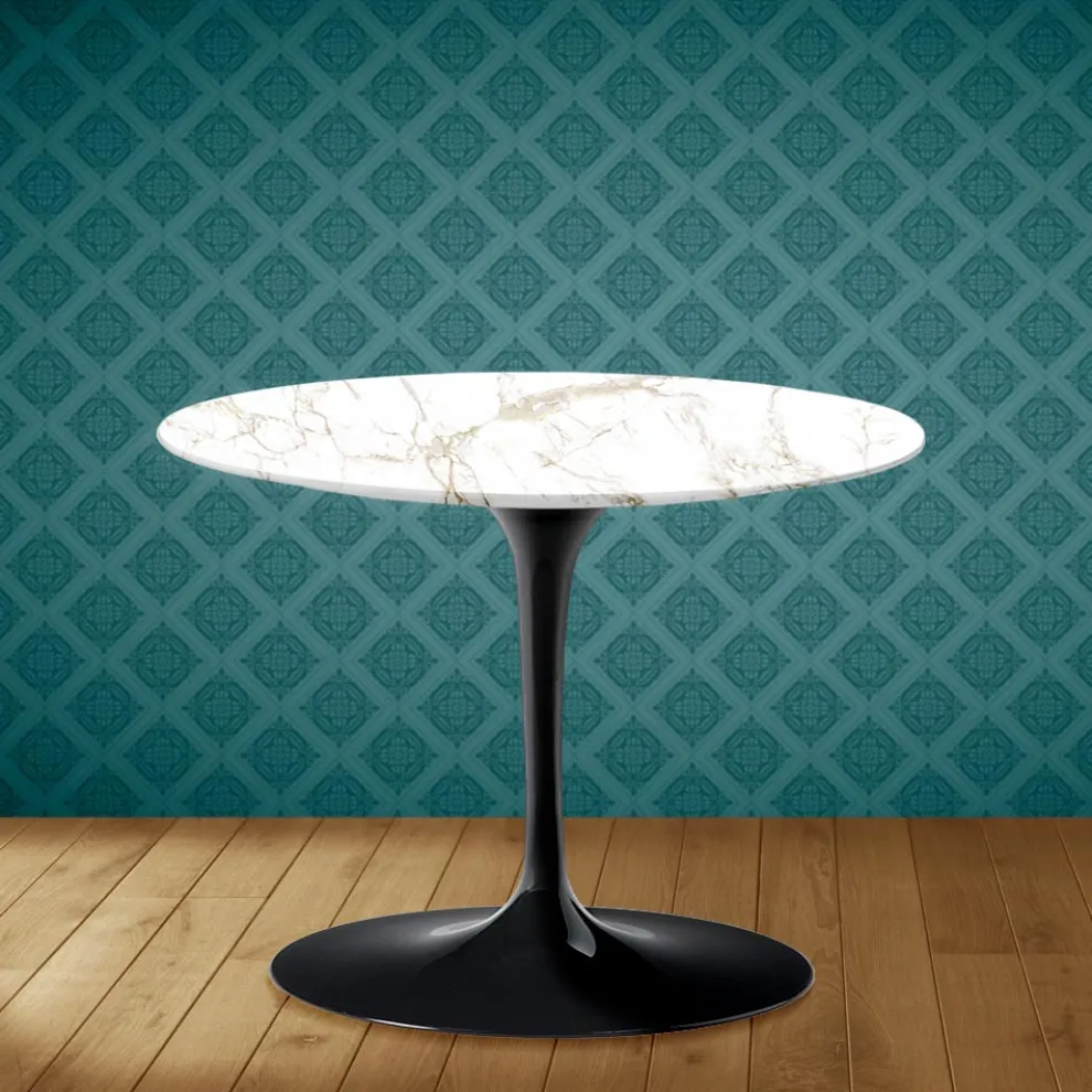 Tulip Eero Saarinen H 41 Couchtisch aus Entzo-Keramik, hergestellt in Italien – Scarlet