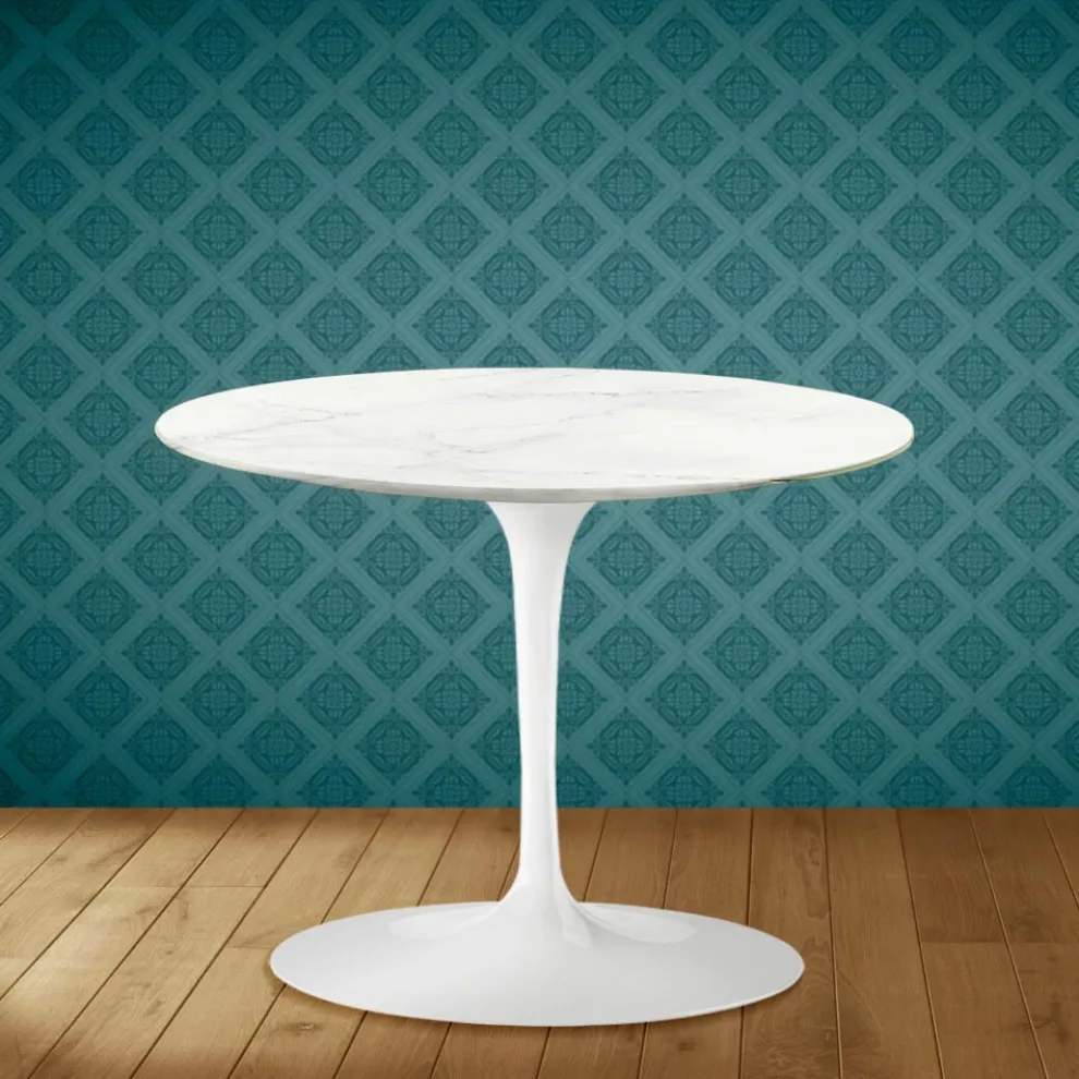 Tulip Eero Saarinen H 41 Couchtisch aus Rem-Keramik, hergestellt in Italien – Scarlet