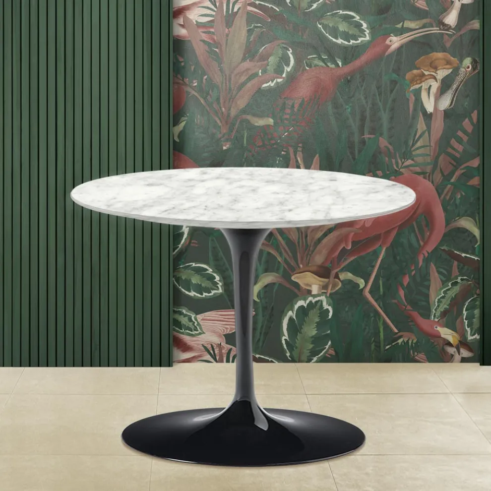 Tulip Saarinen Couchtisch aus Carrara-Marmor, H 41, hergestellt in Italien – Scarlet