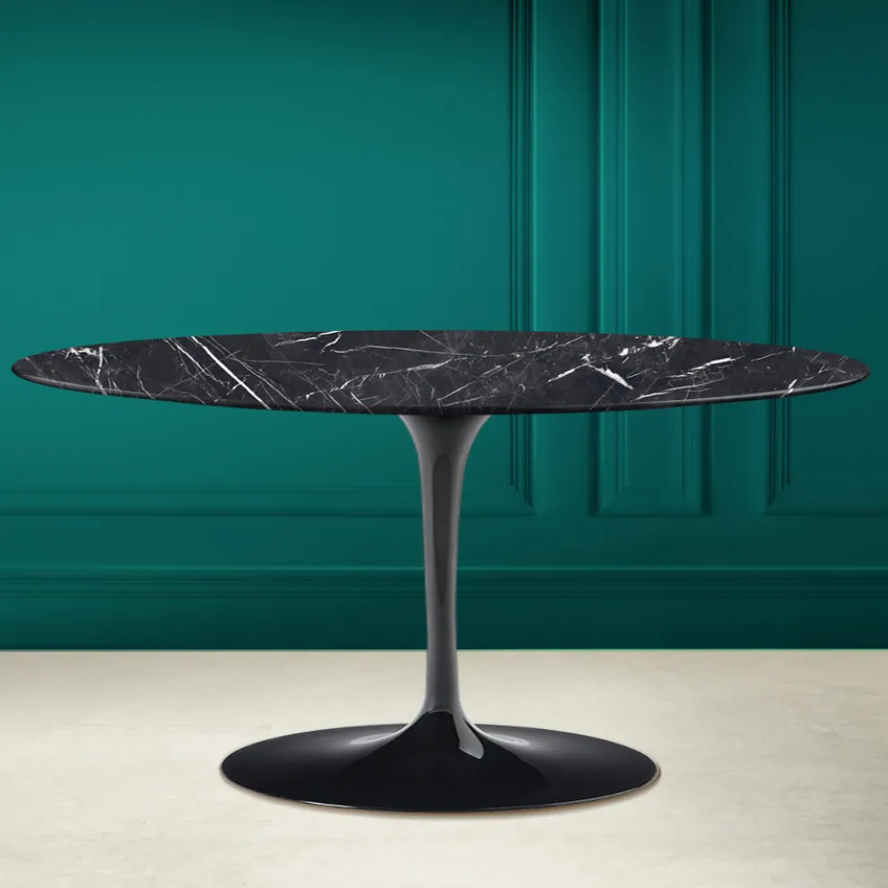 Tulip Saarinen H 41 Ovaler Couchtisch aus Marquinia-Keramik, hergestellt in Italien – Scarlet