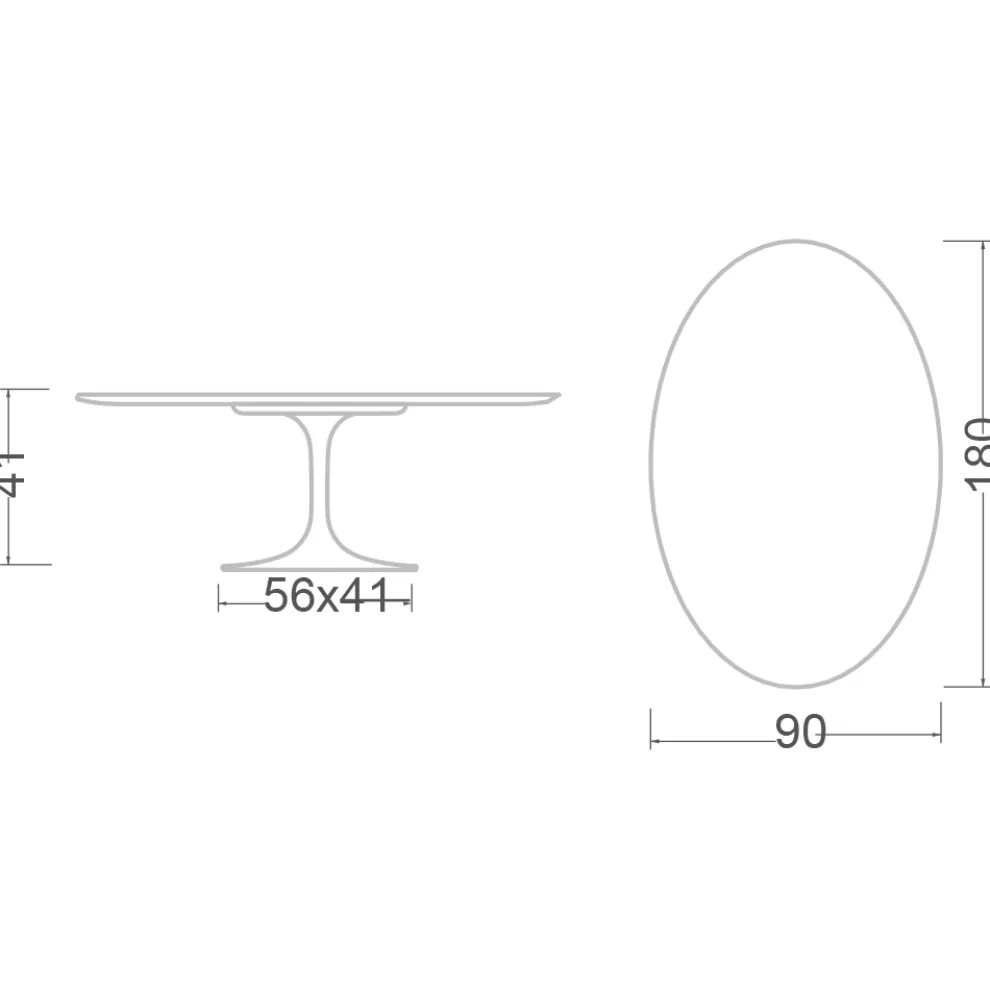 Tulip Saarinen H 41 Ovaler Couchtisch aus Noir Laurent Keramik, hergestellt in Italien – Scarlet
