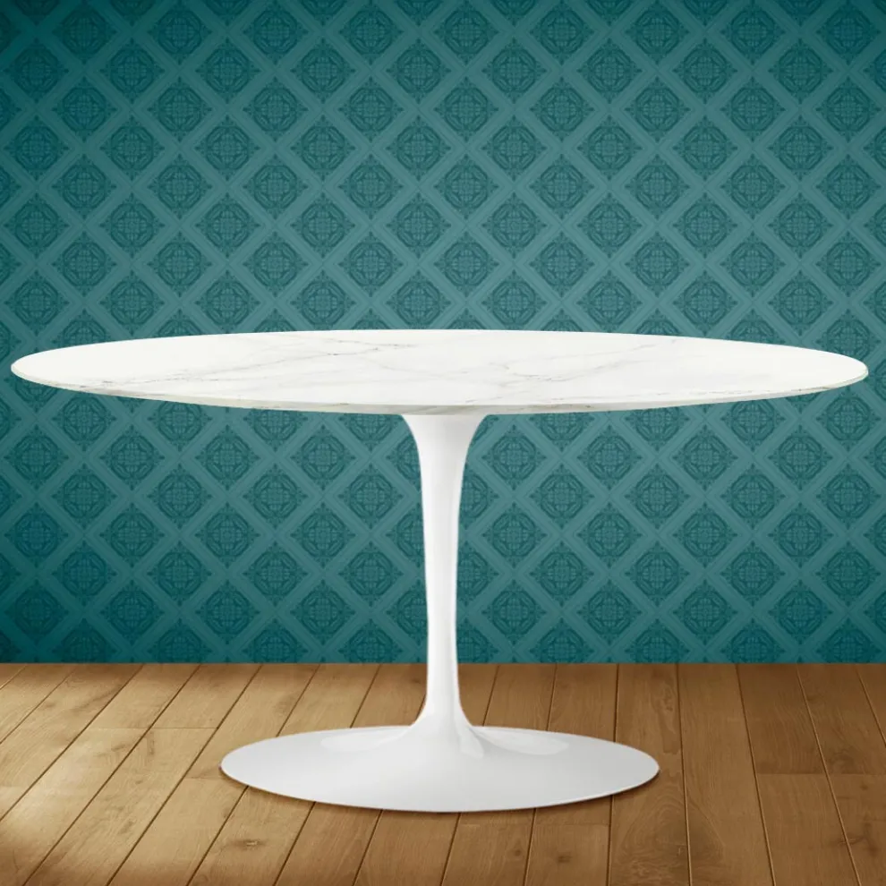 Tulip Saarinen Ovaler Couchtisch H 41 aus Rem-Keramik, hergestellt in Italien – Scarlet