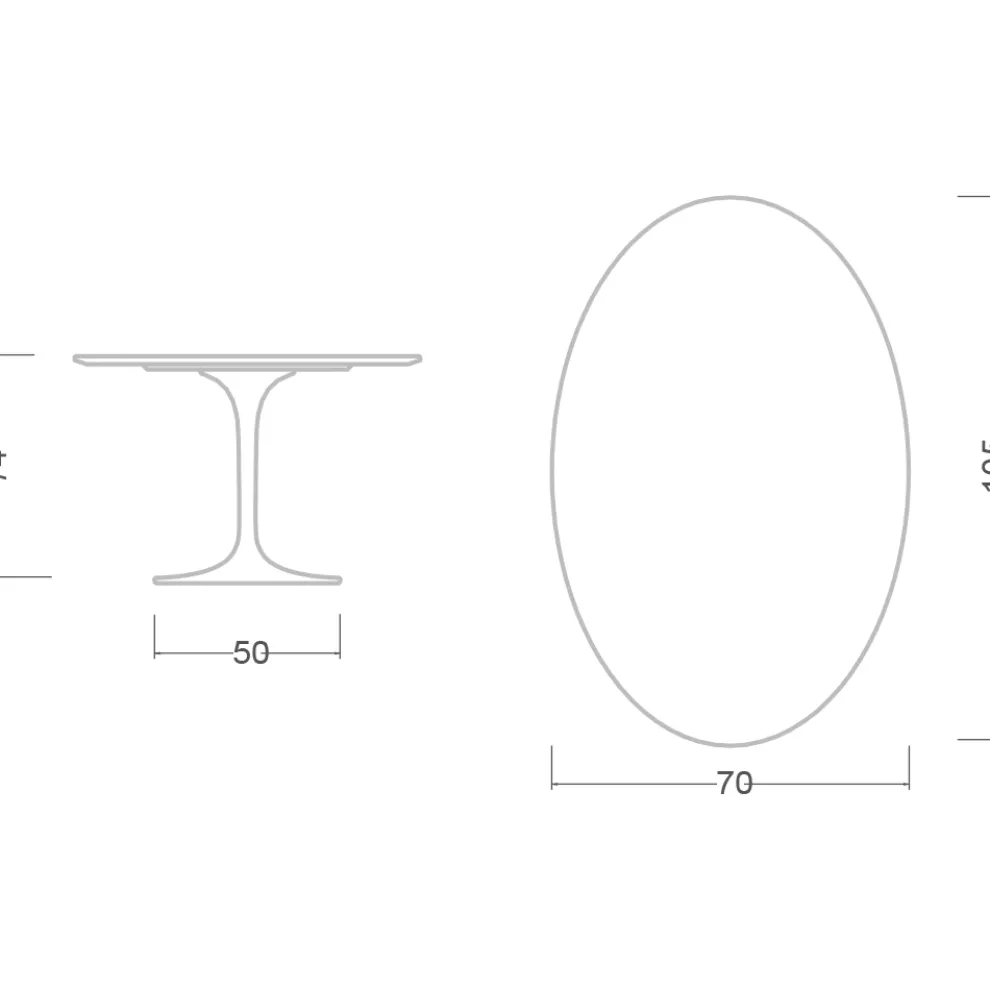Tulip Tisch Eero Saarinen H 74 Oval aus schwarzem Flüssiglaminat Made in Italy - Scharlachrot