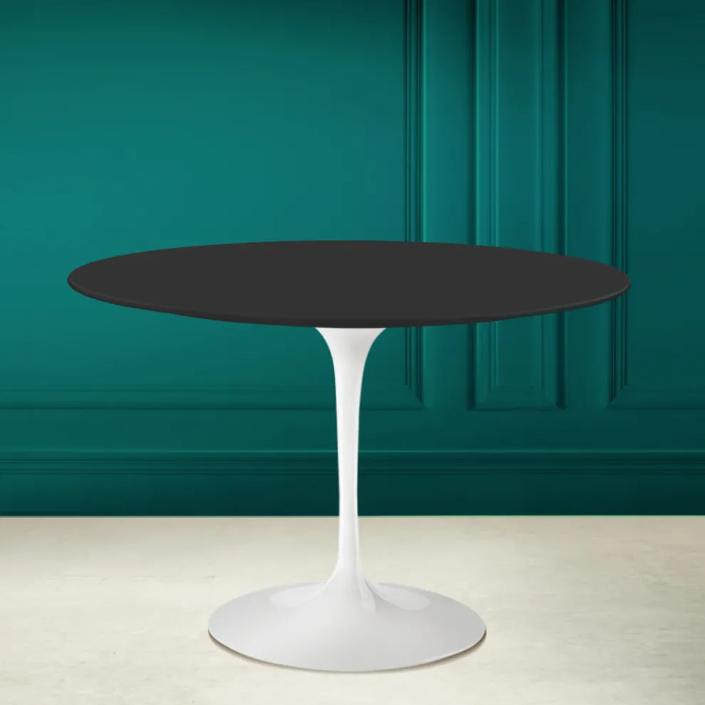 Tulip Tisch Eero Saarinen H 73 Rund in Schwarz Keramik Soft Made in Italy - Scharlachrot