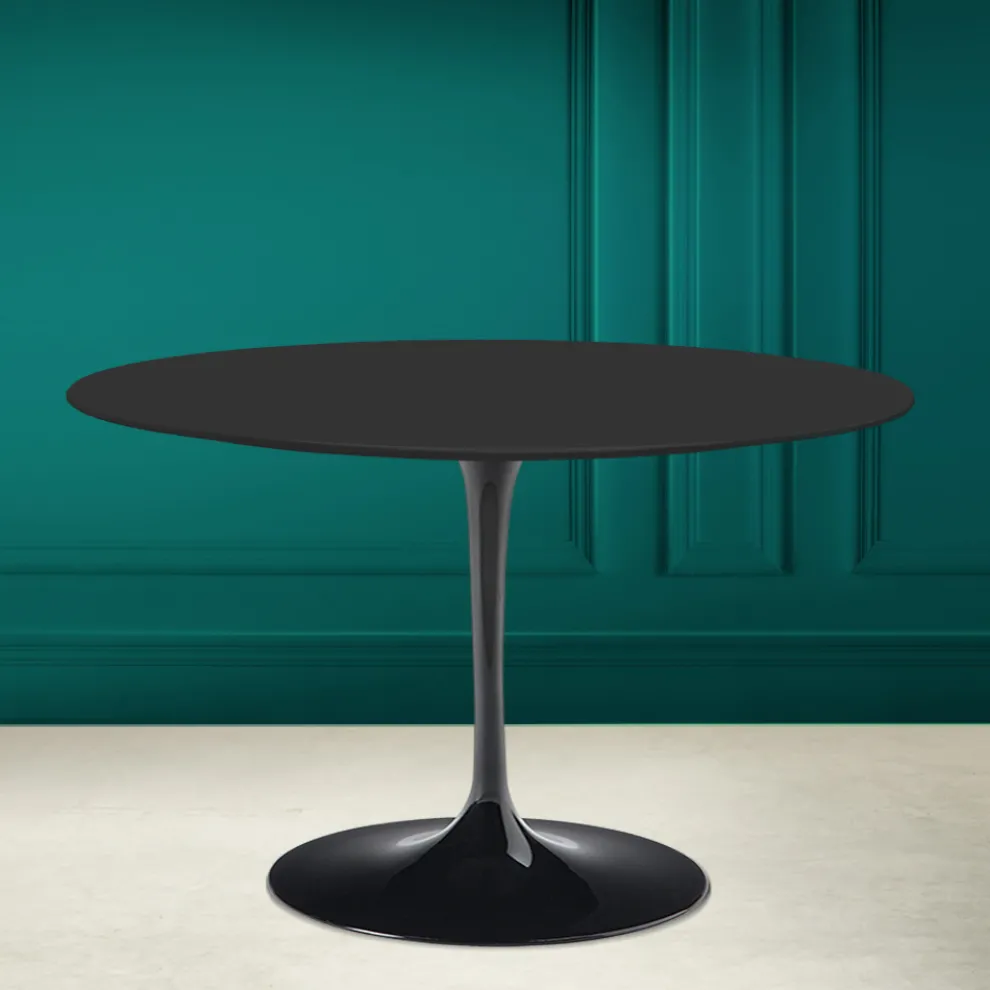 Tulip Tisch Saarinen H 73 Rund in Schwarz Keramik Soft Made in Italy - Scharlachrot