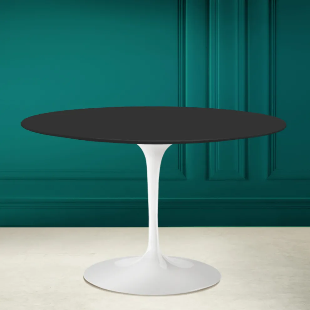 Tulip Tisch Saarinen H 73 Rund in Schwarz Keramik Soft Made in Italy - Scharlachrot