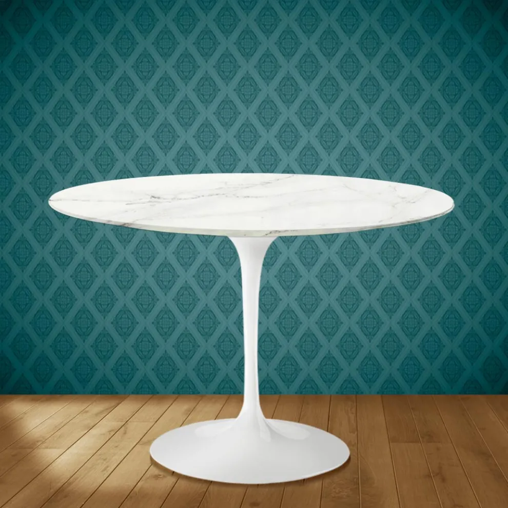 Tulpentisch Eero Saarinen H 74 Rund Keramischer Rest Made in Italy - Scharlachrot