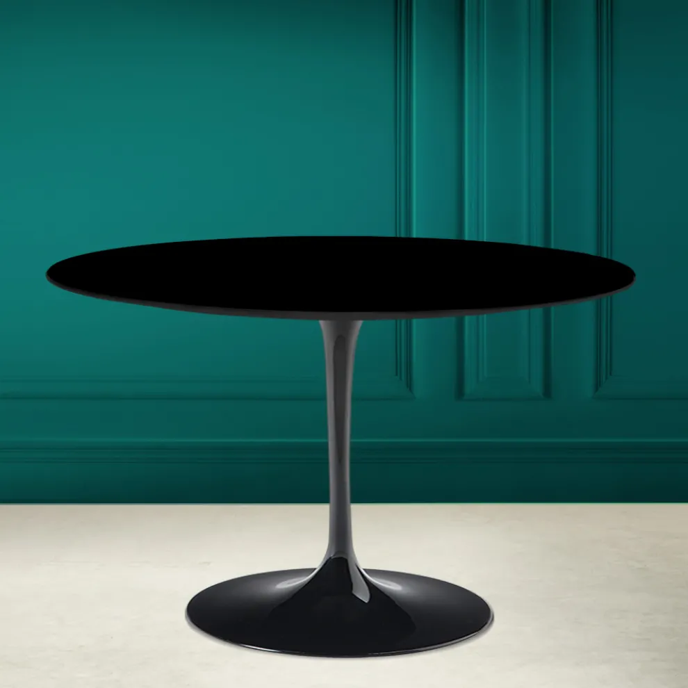Tulpentisch Eero Saarinen H 73 Rund in absolutem Schwarz Made in Italy - Scharlachrot