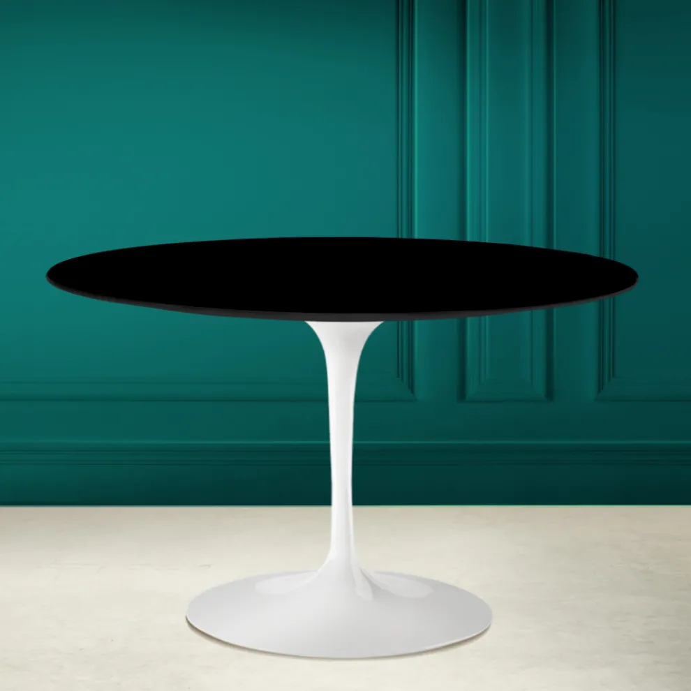 Tulpentisch Eero Saarinen H 73 Rund in absolutem Schwarz Made in Italy - Scharlachrot