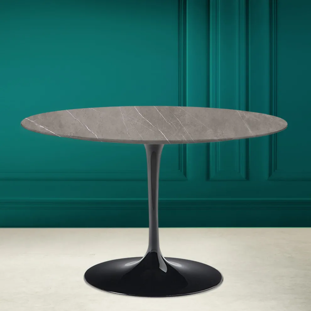 Tulpentisch Eero Saarinen H 73 aus Keramik Pietra Grau Made in Italy - Scharlachrot