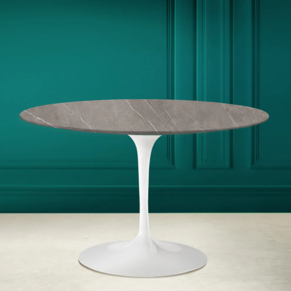 Tulpentisch Eero Saarinen H 73 aus Keramik Pietra Grau Made in Italy - Scharlachrot