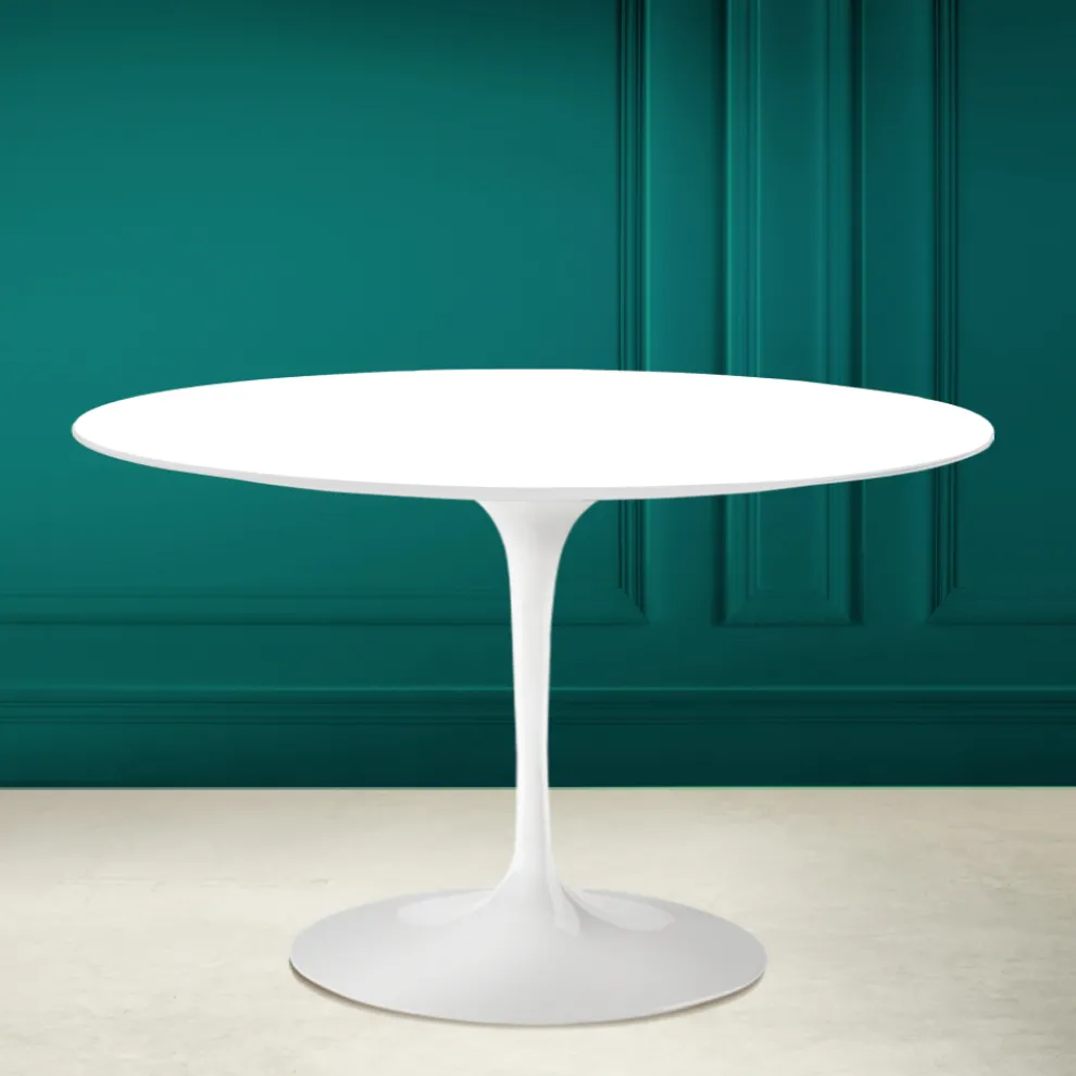 Tulpentisch Eero Saarinen H 73 Rund in absolutem Weiß Made in Italy - Scharlachrot