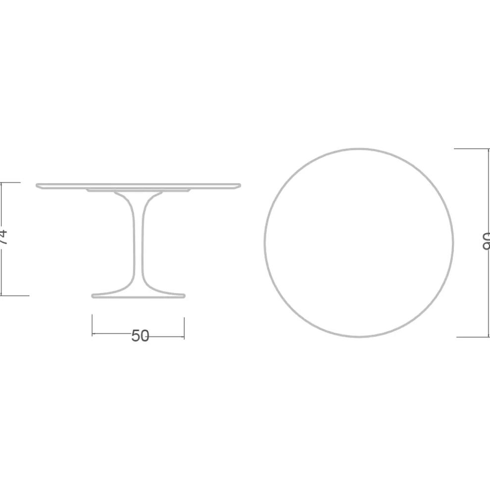 Tulpentisch Eero Saarinen H 73 Rund in absolutem Weiß Made in Italy - Scharlachrot
