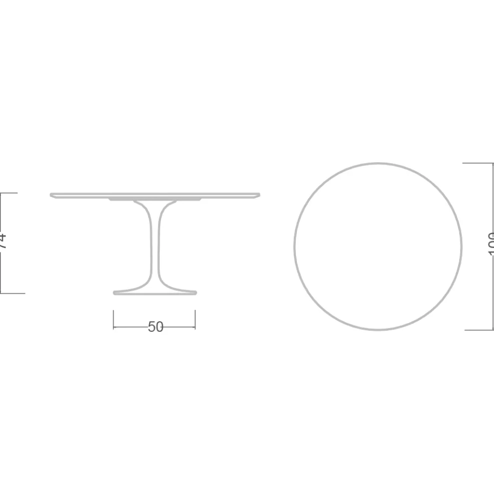 Tulpentisch Eero Saarinen H 73 Rund in absolutem Weiß Made in Italy - Scharlachrot