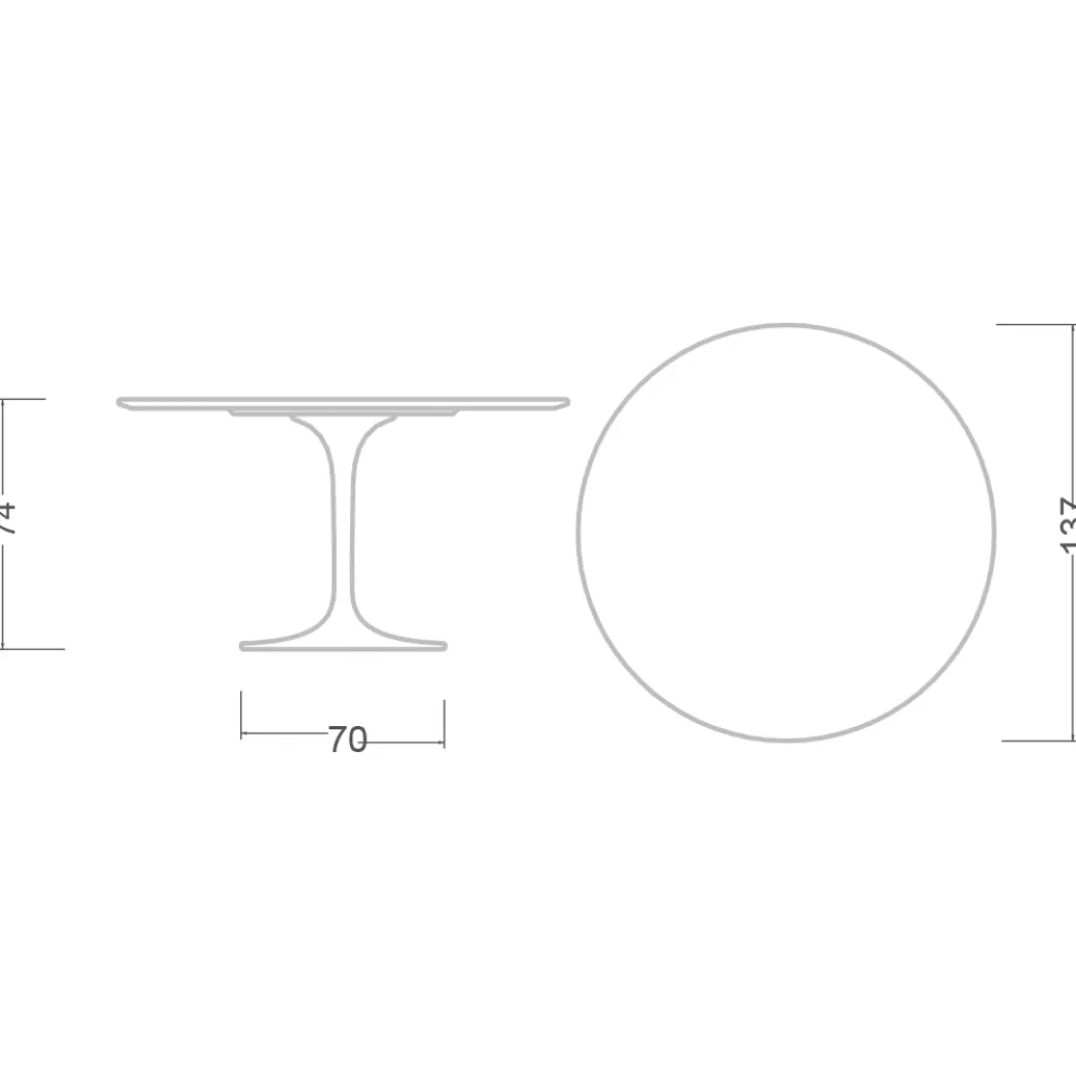Tulpentisch Eero Saarinen H 73 Rund in absolutem Weiß Made in Italy - Scharlachrot