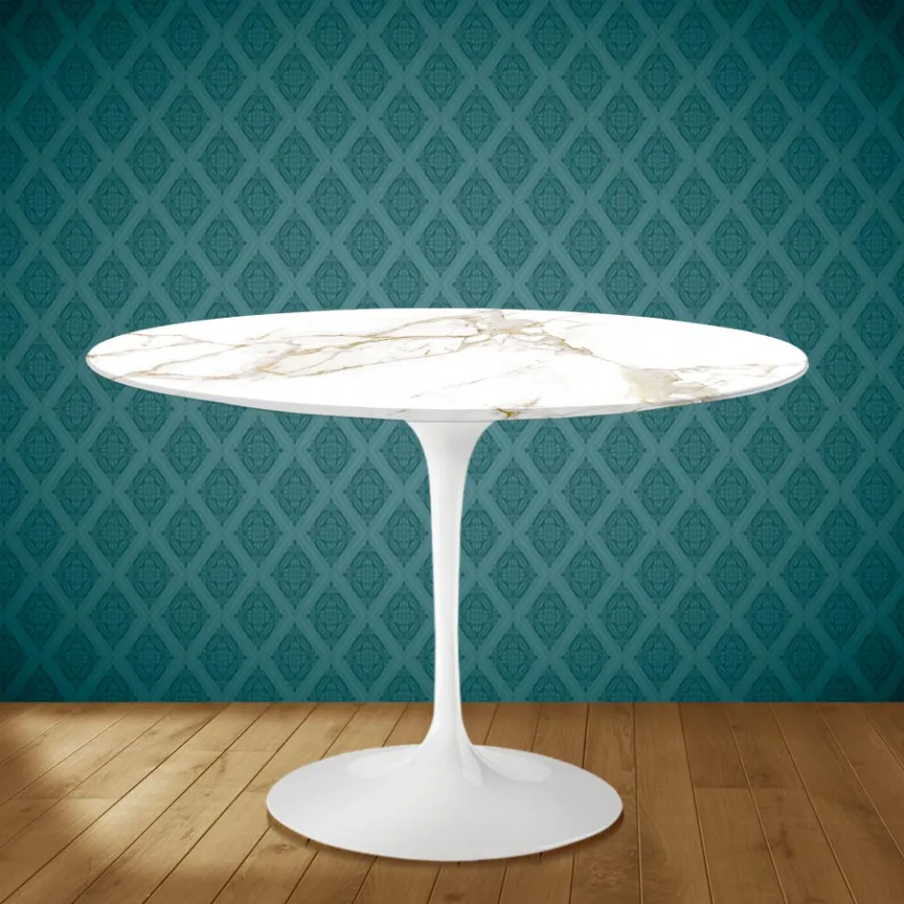 Tulpentisch Eero Saarinen H 74 Rund aus Keramik Entzo Made in Italy - Scharlachrot