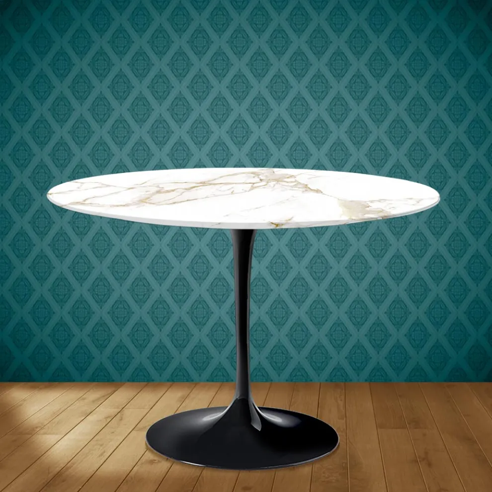 Tulpentisch Eero Saarinen H 74 Rund aus Keramik Entzo Made in Italy - Scharlachrot