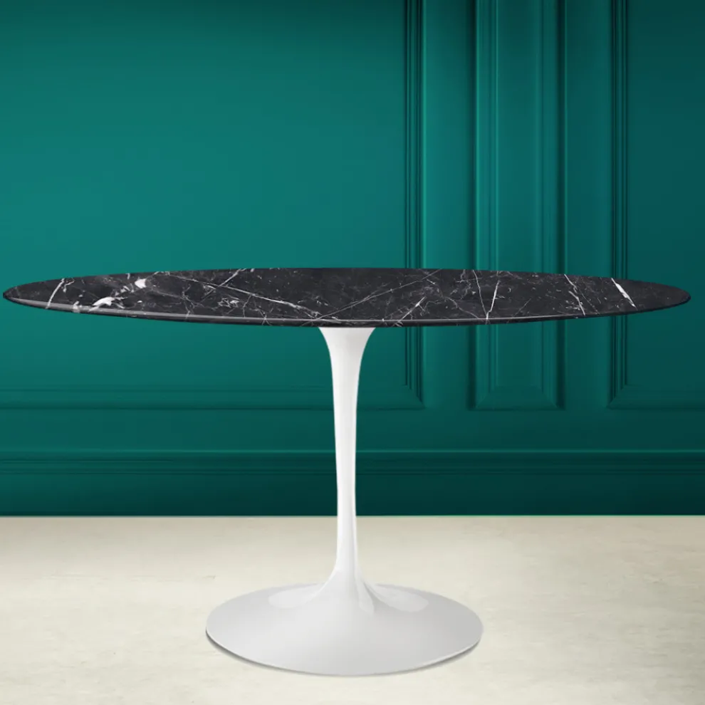 Tulpentisch Eero Saarinen H 74 Oval in Keramik Marquinia Made in Italy - Scharlachrot