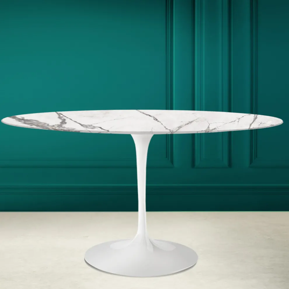 Tulpentisch Eero Saarinen H 74 Oval aus Keramik Invisible Select Made in Italy - Scharlachrot