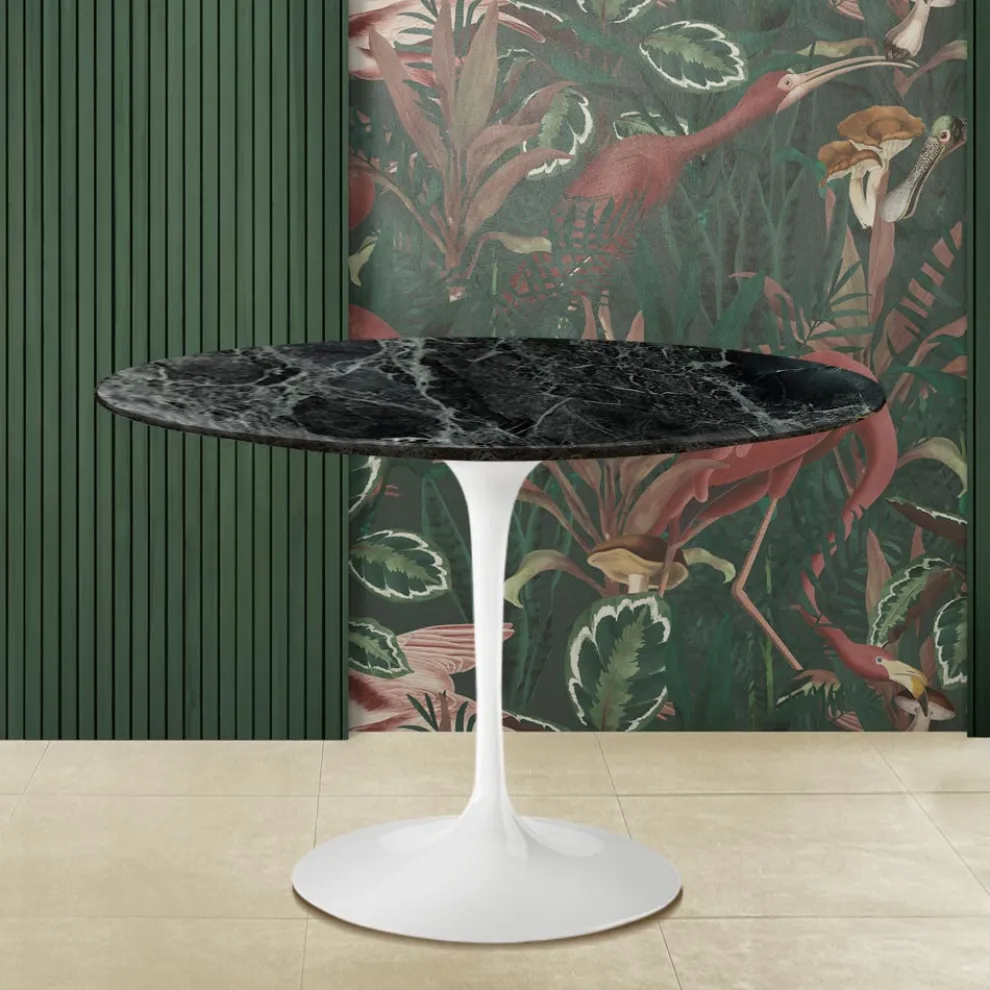 Tulpentisch Eero Saarine H 74 Rund aus grünem Alpi-Marmor Made in Italy - Scharlachrot