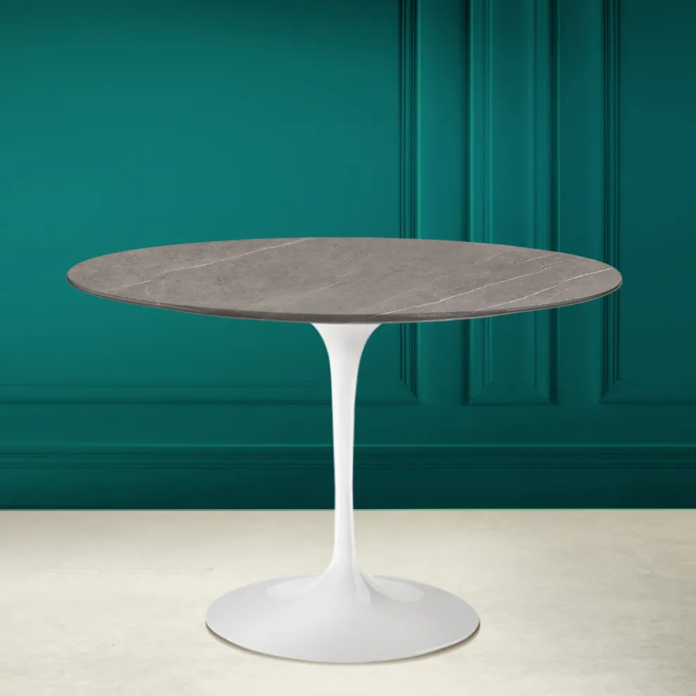 Tulpentisch Eero Saarinen H 73 Rund aus Keramik Pietra Grau Made in Italy - Scharlachrot
