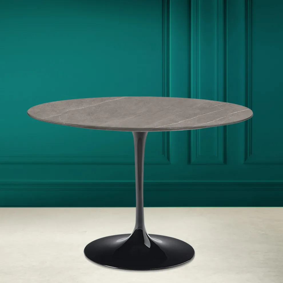 Tulpentisch Eero Saarinen H 73 Rund aus Keramik Pietra Grau Made in Italy - Scharlachrot