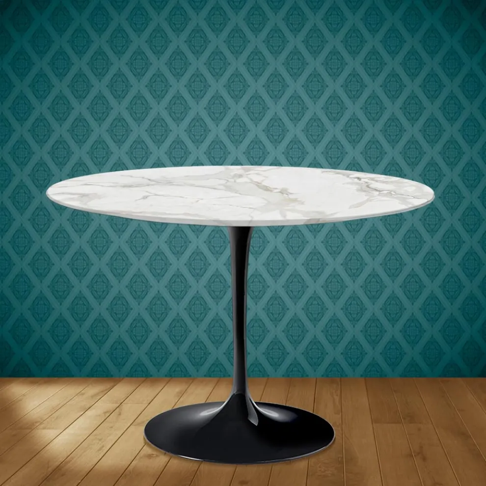 Tulpentisch Eero Saarinen H 74 Rund Keramik Morpheus Made in Italy - Scharlachrot