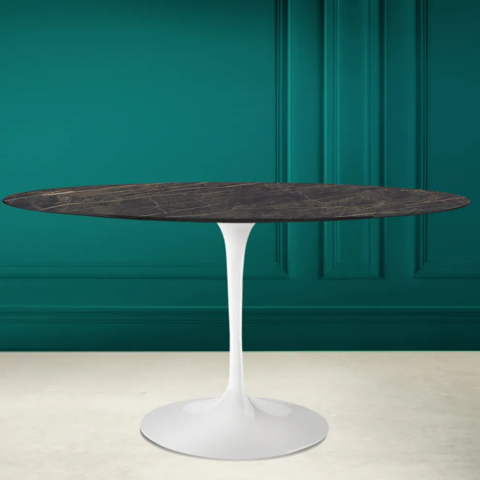Tulpentisch Eero Saarinen H 74 Oval aus Keramik Noir Desire Made in Italy - Scharlachrot