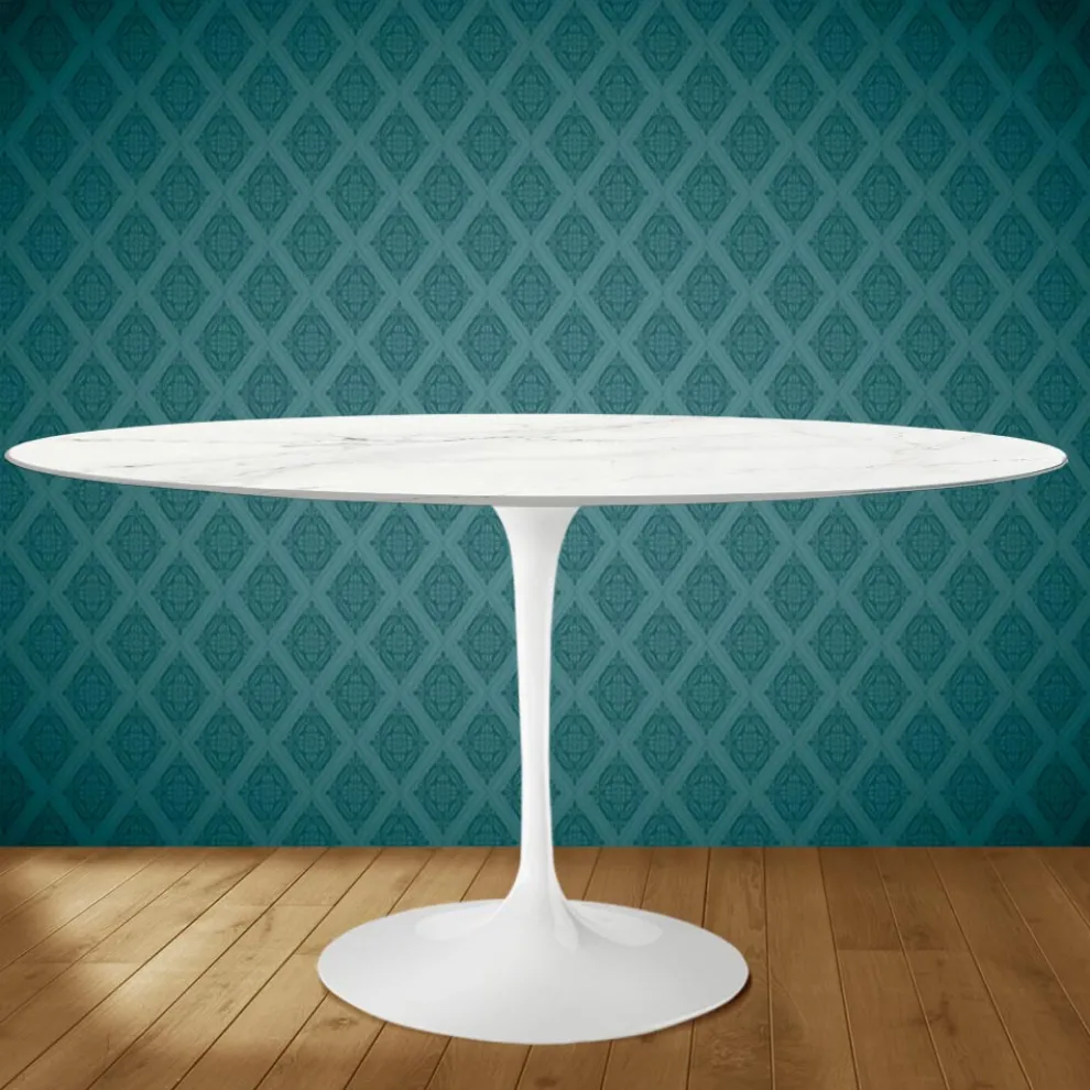 Tulpentisch Eero Saarinen H 74 Oval aus Keramik Rem Made in Italy - Scharlachrot