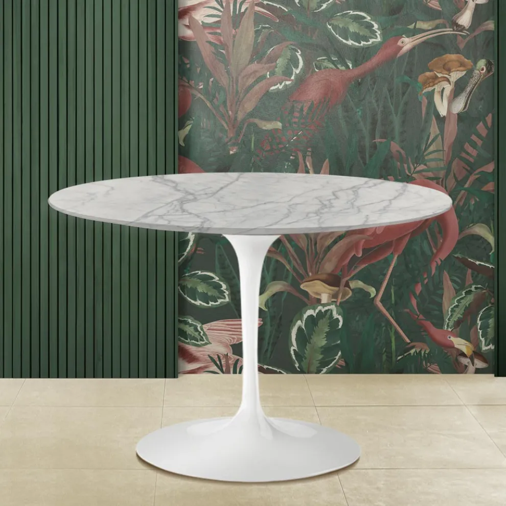 Tulpentisch Eero Saarinen H 74 aus Carrara-Marmor Statuarietto Made in Italy - Scharlachrot