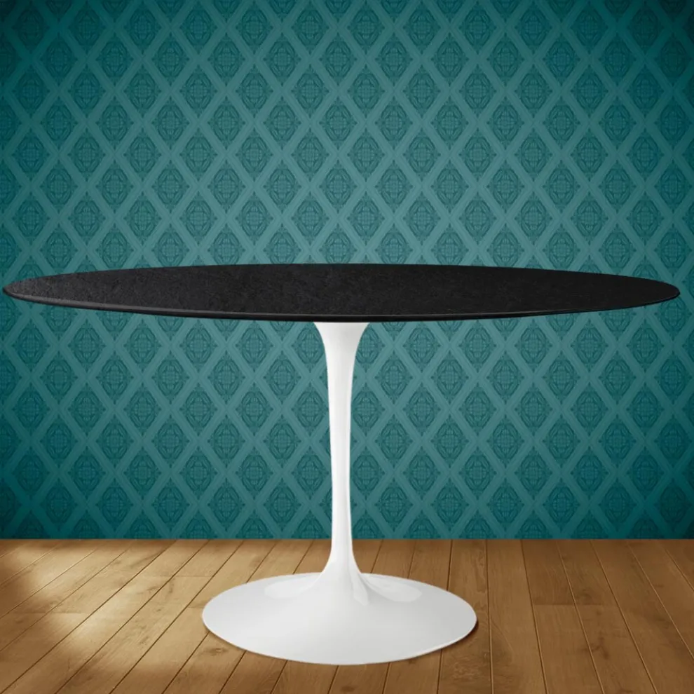 Tulpentisch Eero Saarinen H 74 Oval aus Keramik Sirius Made in Italy - Scharlachrot