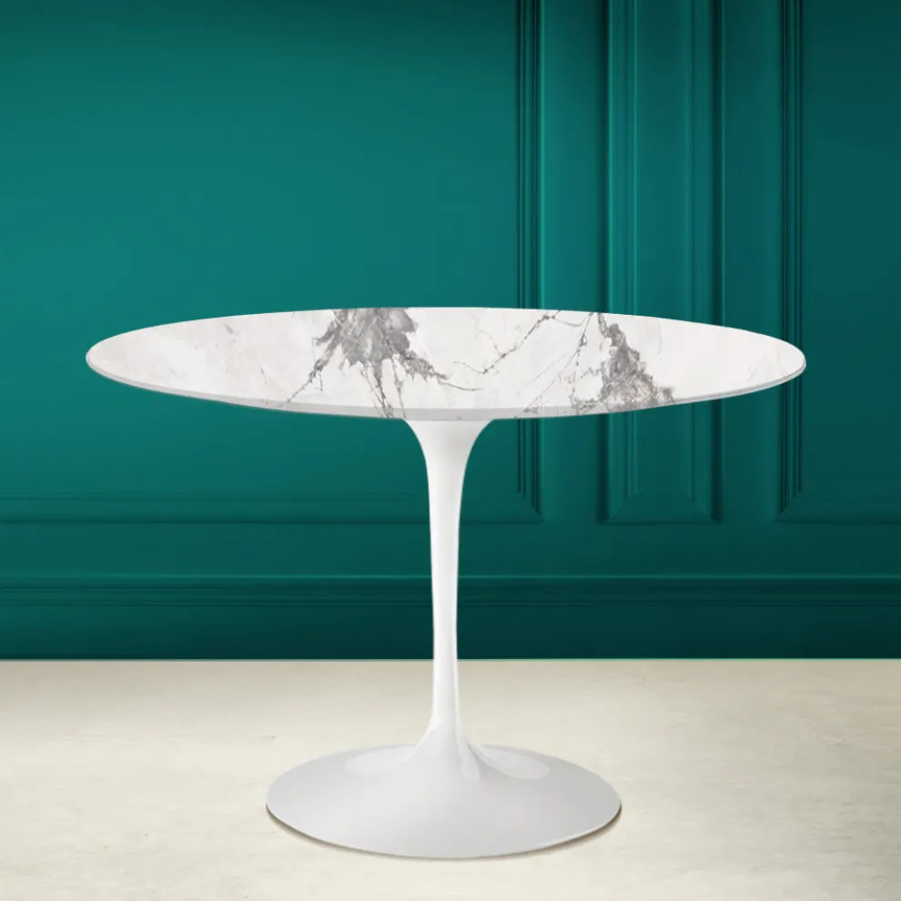 Tulpentisch Eero Saarinen H 73 aus unsichtbarer ausgewählter Keramik Made in Italy - Scharlachrot