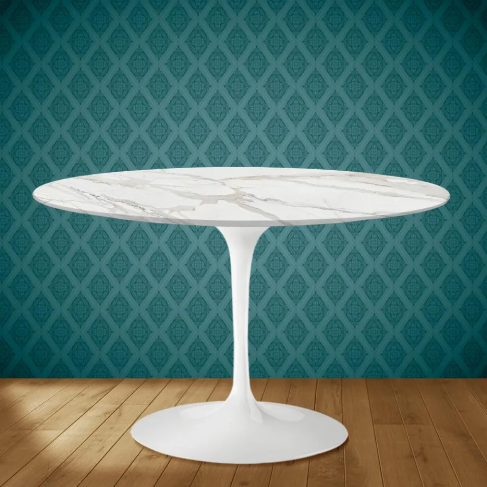 Tulpentisch Eero Saarinen H 74 in Keramik Morpheus Made in Italy - Scharlachrot