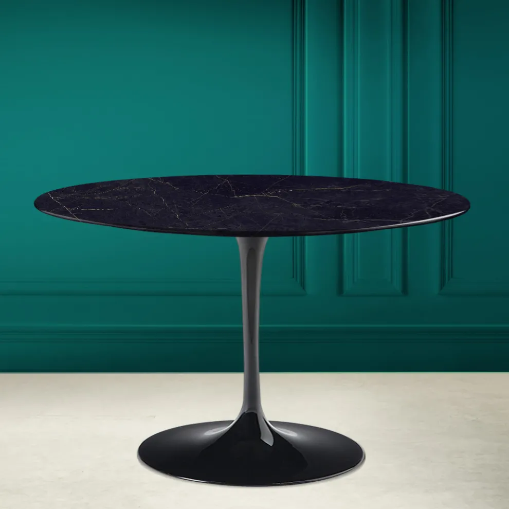Tulpentisch Saarinen H 73 Rund Keramik Noir Laurent Made in Italy - Scharlachrot