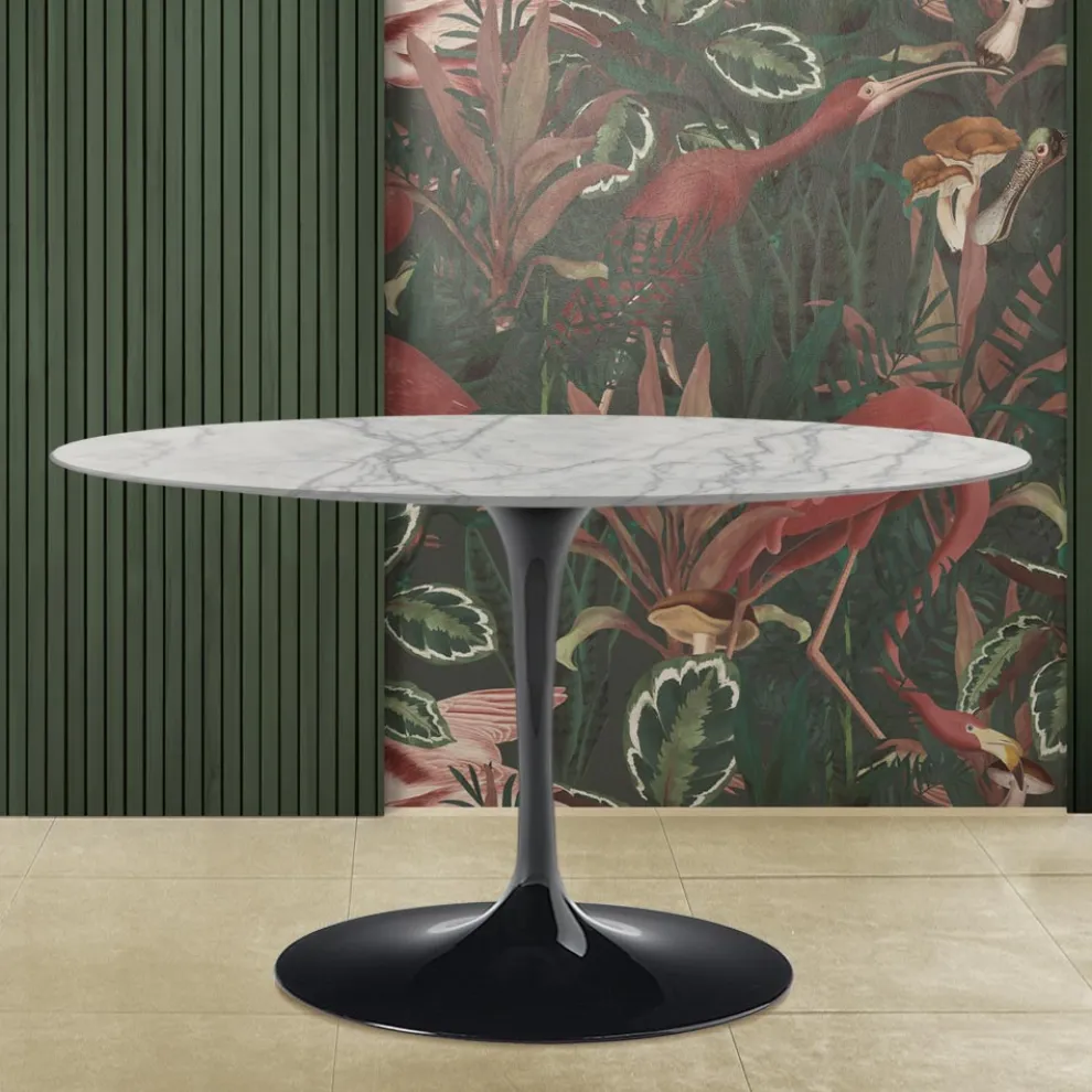 Tulpentisch Saarinen H 74 Oval aus Carrara-Marmor Statuarietto Made in Italy - Scharlachrot