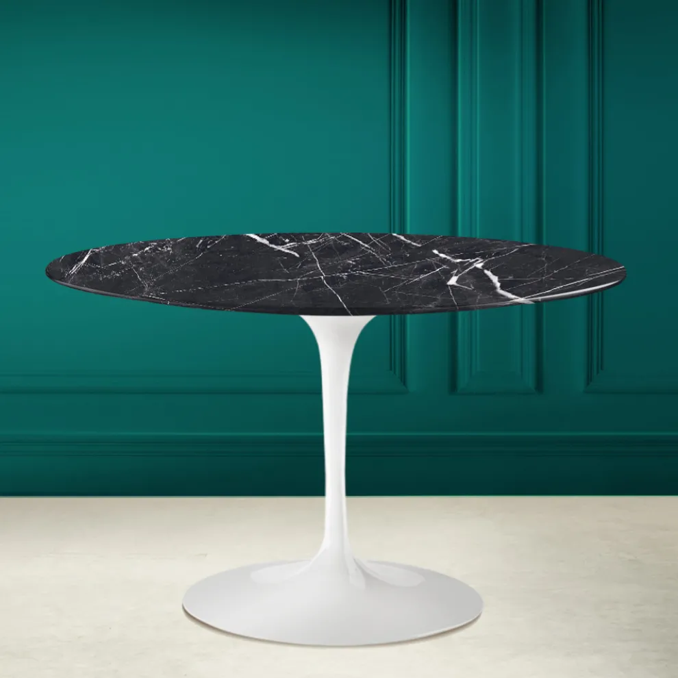 Tulpentisch Saarinen H 73 Rund aus Keramik Marquinia Made in Italy - Scharlachrot