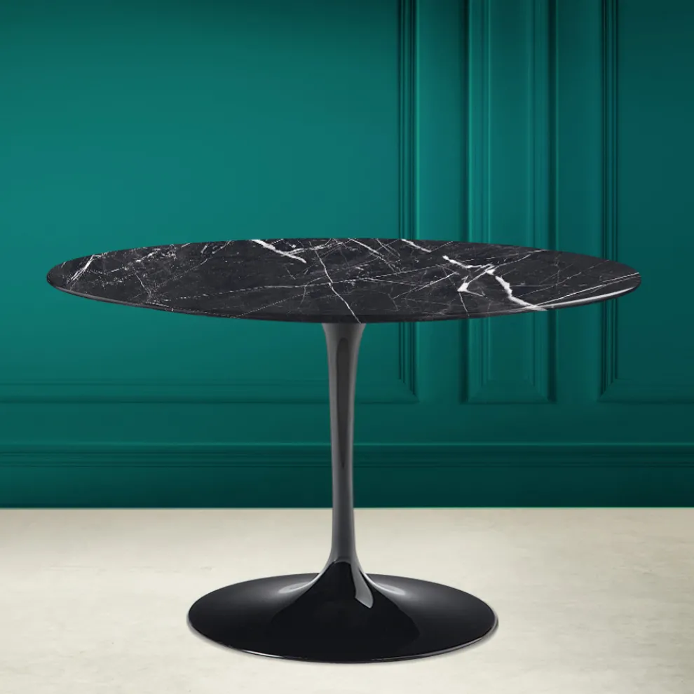 Tulpentisch Saarinen H 73 Rund aus Keramik Marquinia Made in Italy - Scharlachrot