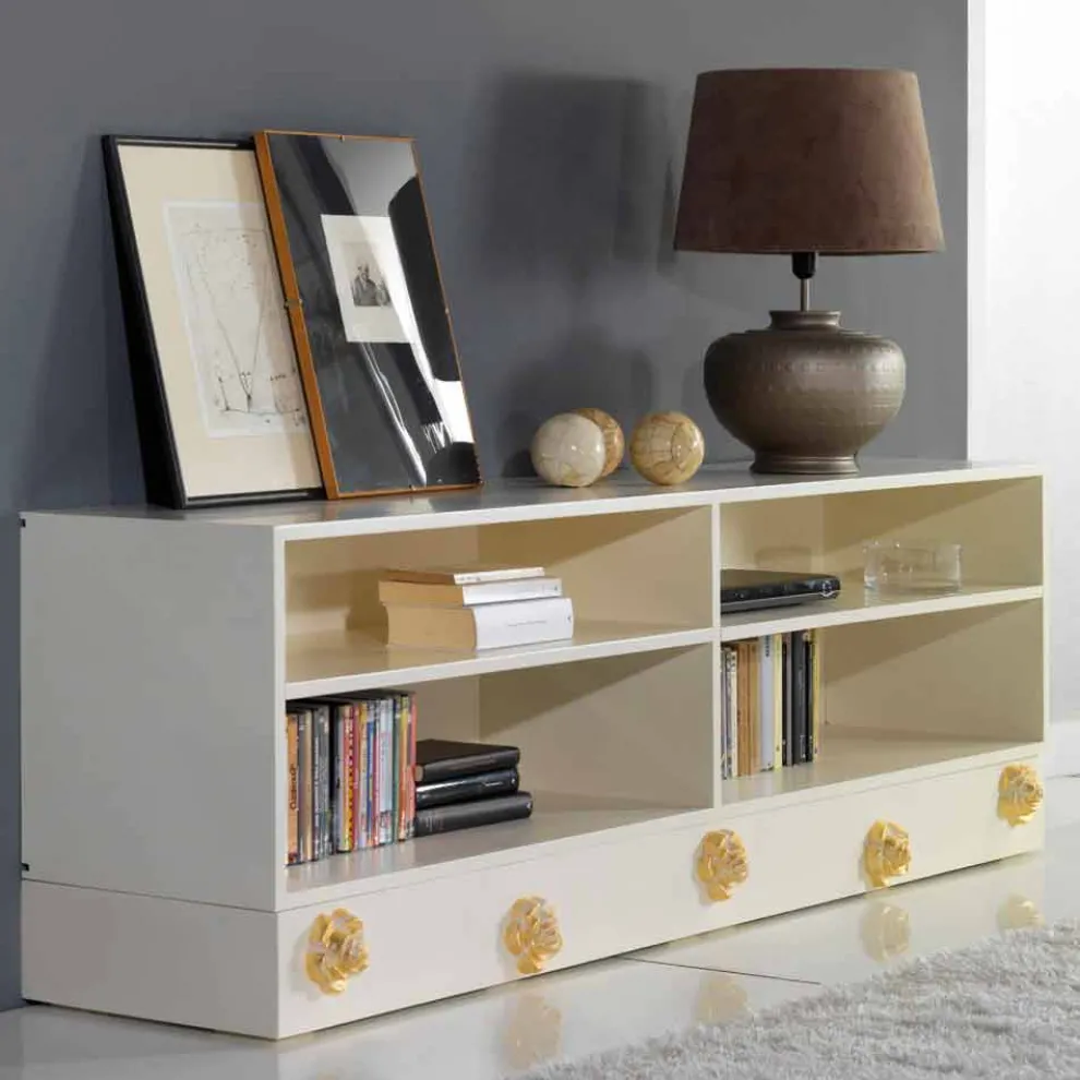 TV Lowboard mit Dekoknöpfen in Rosenoptik Renoir