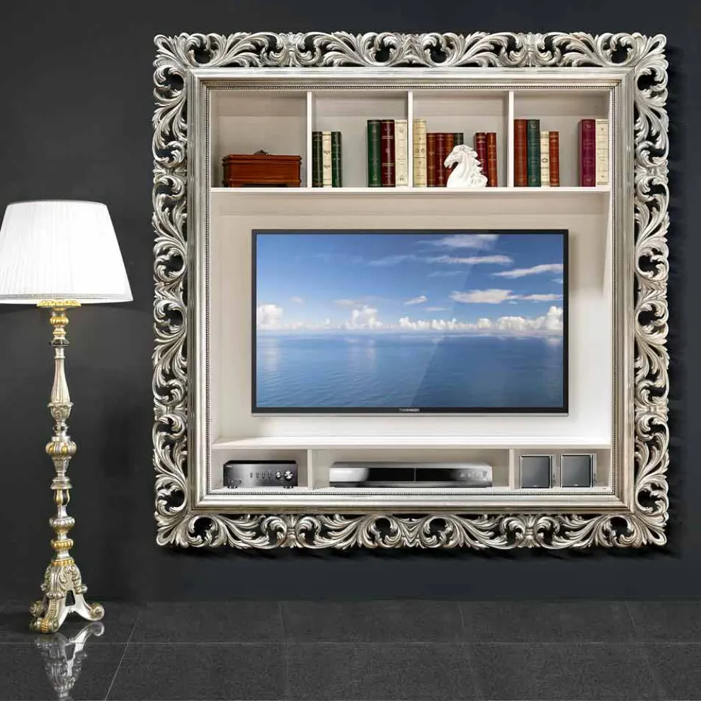 TV Wandrahmen aus Holz handgefertigt in Italien Mario