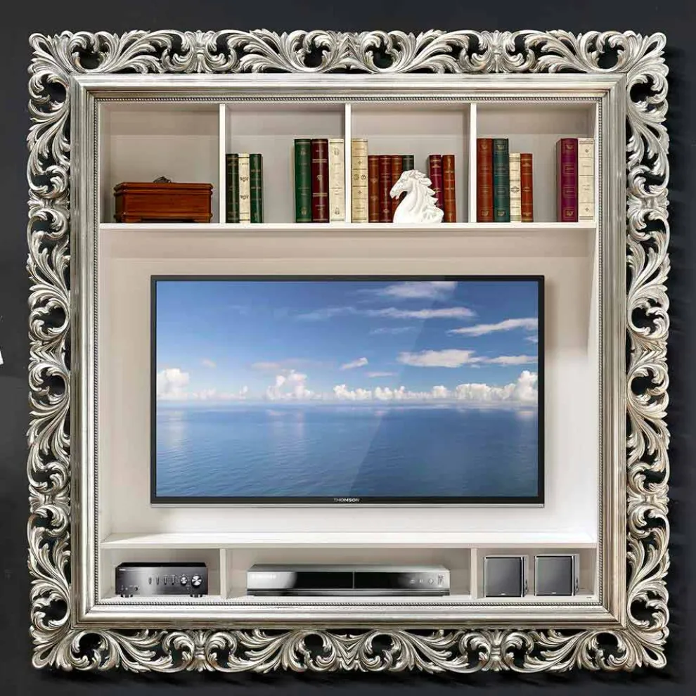 TV Wandrahmen aus Holz handgefertigt in Italien Mario