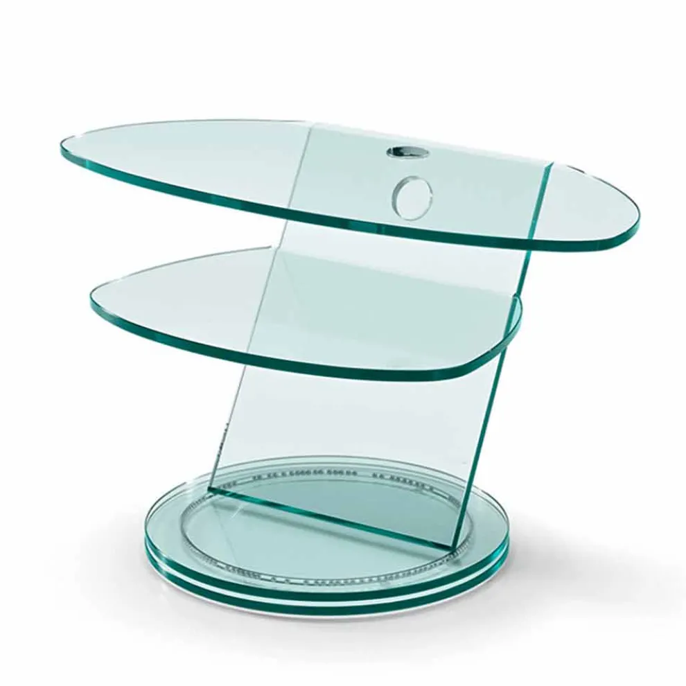 TV-Schrank aus Glas mit drehbarer Basis und Regalen Made in Italy - Salemme