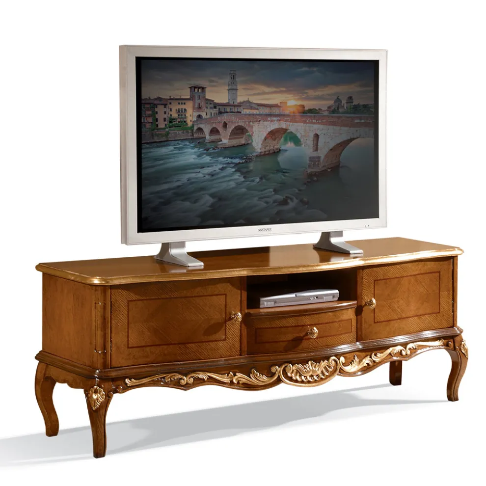 TV-Schrank aus Holz mit Beinen im klassischen Stil Made in Italy - Chantilly